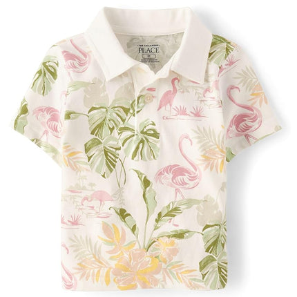 The Children's Place Baby Boys' and Toddler Short Sleeve Pique Polo, Torpical, 9-12 Months