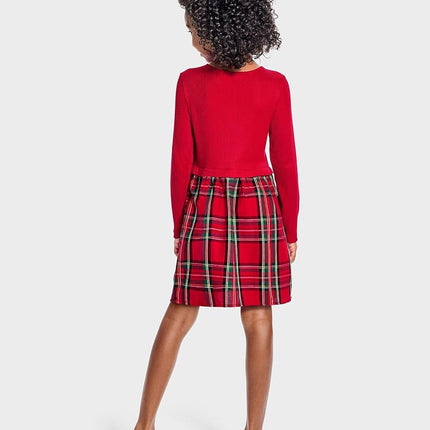 Robe à manches longues de tous les jours pour filles The Children's Place, à carreaux rouges classiques, très petite