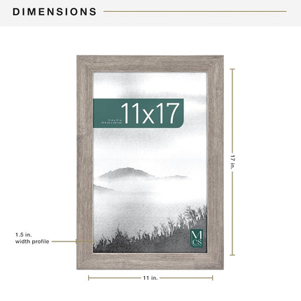 MCS Museum Poster Frame 11x17 Barnwood, Vertical & Horizontal Wall Hanging Large Picture Frame for Photos, Posters & Art Prints (1-Pack)