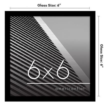 Americanflat 6x6 Picture Frame with Shatter-Resistant Glass - Streamline Collection - Thin Square Picture Frame for Tabletop and Wall Display - Hanging Hardware and Easel Stand Included - Black