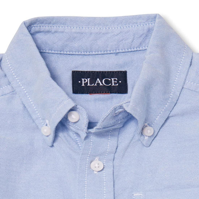 Camisa Oxford de manga larga The Children's Place para niños, azul claro, XL
