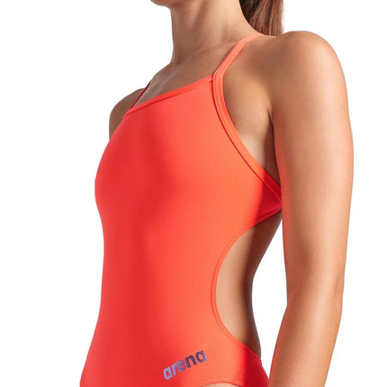 Arena Women's Solid Team MaxLife Sports Swimsuit Lace Back One Piece Racing Bathing Suit Competition Training Athletic Swimwear