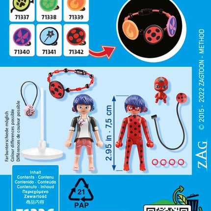 Playmobil 71336 Miraculous: Marinette & Ladybug, including Kwami Tikki and diverse accessories, adventure with Ladybug, fun imaginative role play, detailed play sets suitable for children ages 4+