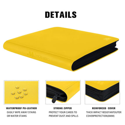 MORABTO Premium 1000+ Pockets Card Binder,16 Pockets Trading Card Binder Ringless Side Loading Trading Card Album Folder for TCG -Yellow