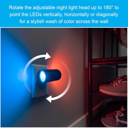 GE Directional LED Swivel Sconce Night Light, Plug-in, Color-Changing & Dimmable, Warm White, Dusk-to-Dawn Sensor, Adjustable for Hallway, Bedroom, Stairway � 1 Pack (82573)