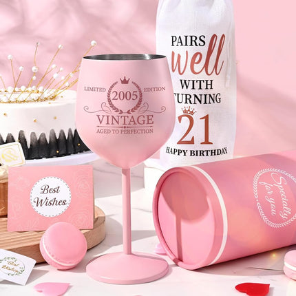Lifecapido 21st Birthday Gift for Her, Vintage 2005 Birthday Wine Glass