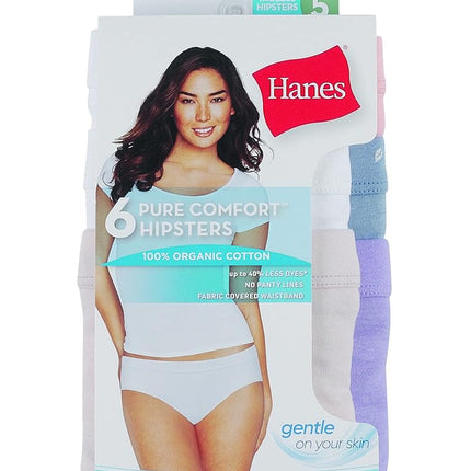 Hanes Women's Pure Comfort Hipster 6-Pack, Assorted, 6