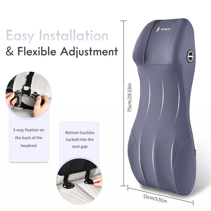 FLORICH Integrated Car Seat Lumbar Support Pillow & Car Neck Pillow Memory Foam Back Cushion for Driving Car Seat Back Support Pillow for Car Seats Driver Back Neck Sciatica Pain Relief Cushion, Blue