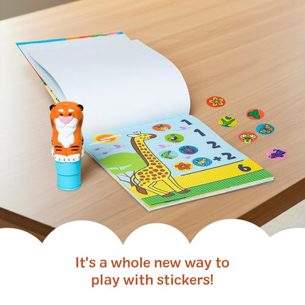 Melissa & Doug Sticker WOW!™ 24-Page Activity Pad and Sticker Stamper - Tiger, 300 Stickers, Arts and Crafts Toy Collectible Character, Creative Play Travel Toy for Girls and Boys 3+ - FSC Certified