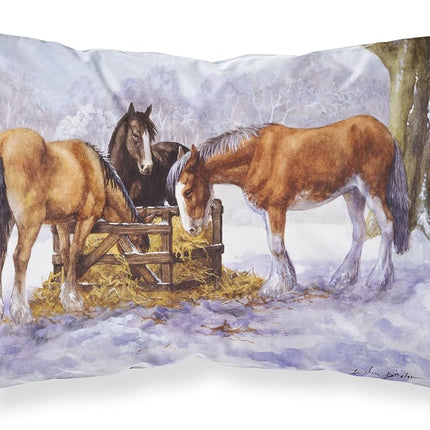 Caroline's Treasures BDBA0297PILLOWCASE Horses Eating Hay in The Snow Fabric Standard Pillowcase Lightweight Super Soft Easy Care Decorative Artwork Pillowcase, Standard