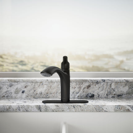 Kohler 30468-BL Rival Single Handle Pull-Out Kitchen, Laundry, Utility Sink Faucet, Matte Black, 1.5 gpm