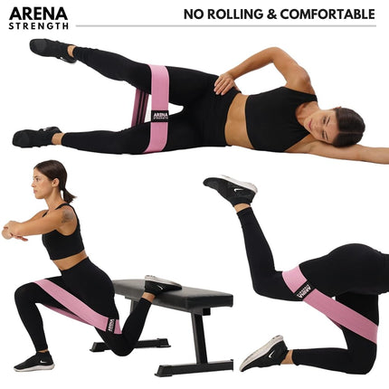 Arena Strength Fabric Booty Bands: Fabric Resistance Bands for Legs and Butt: 3 Pack Set. Perfect Workout Hip Band Resistance. Workout Program and Carry Case Included…