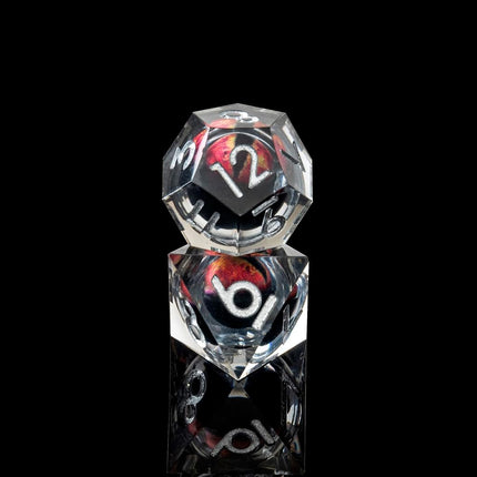 Beholder's Dragon Eye DND Dice Set,Sharp Edge Liquid Core Resin Handmade Dice with Gift Box 7 PCS for Role Playing Dungeons and Dragons Ttrpg(Dark Green Dargon Eye)