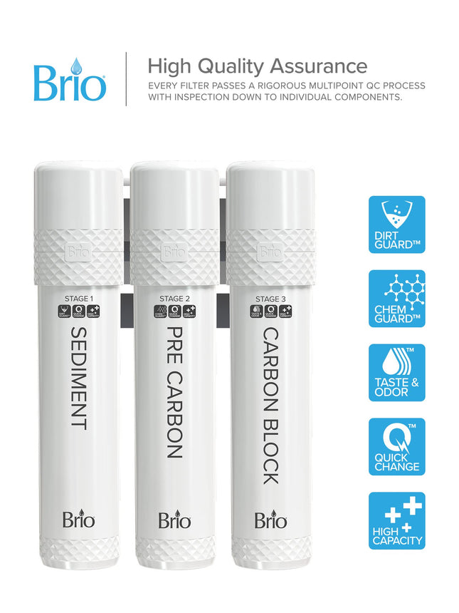 Brio 3 Stage Water Cooler Filter Replacement Kit - for Models with UVF3