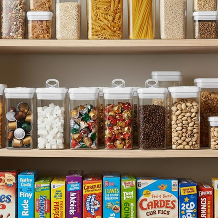 Felli Flip Tite Food Storage Container with Lid Airtight 4" Ring Seal Flip Top, Stackable Acrylic Canister Jar for Pantry Kitchen Counter, Snack Coffee Bean Granola Pet Treats Cracker Holder (1.3 qt)