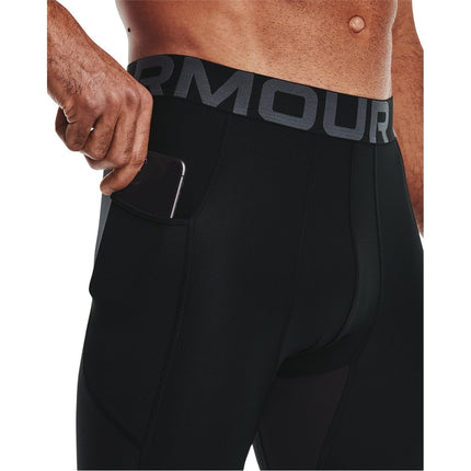 Under Armour Mallas HeatGear 3/4 para hombre, negras (001)/gris brea, S alto