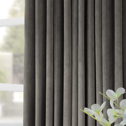 HPD Half Price Drapes Blackout Curtain Signature Velvet-Extra Wide VPCH-VET1220-84 (1 Panel), 100 X 84, Gunmetal Grey, Polyester Blend, 100 in x 84 in