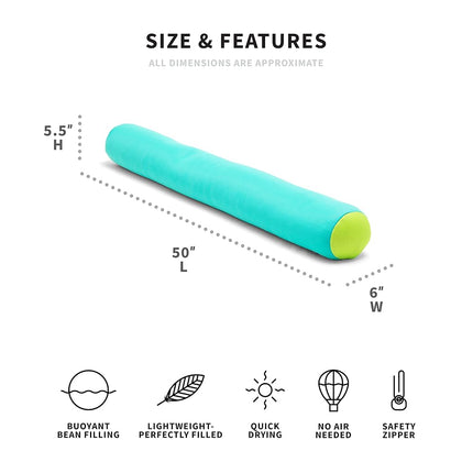Big Joe Noodle 2 Pack No Inflation Needed Pool Floats, Aqua/Green Double Sided Mesh, Quick Draining Fabric, Jumbo 4 feet