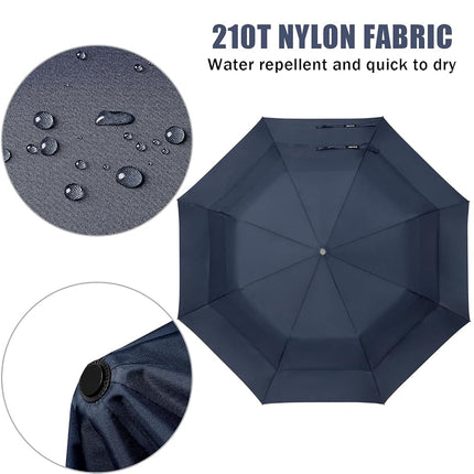 G4Free 62inch Portable Golf Umbrella Automatic Open Large Oversize Vented Double Canopy Windproof Waterproof Sport Umbrellas(Blue/Navy)