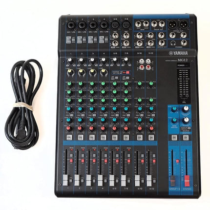 Yamaha MG12 Mixer - Compact mixer with 12 input channels, 2 group buses, 2 AUX and D-PRE mic preamps