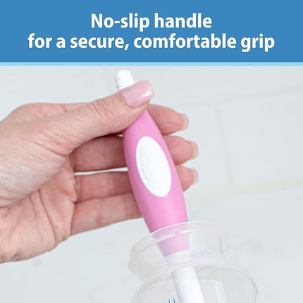 Dr. Brown's Soft Touch Bottle Brush with Nipple Cleaner (Blue) - BPA Free, Dishwasher Safe, Suction Cup Base