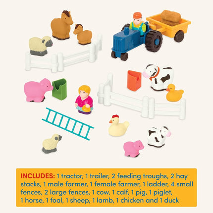 Battat Little Farmer's Playset Farm Animal Play Set, 25 Pieces, Toddler