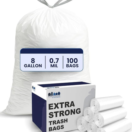Plasticplace W8DSWHJR100 8 Gallon Trash Bags │ 0.7