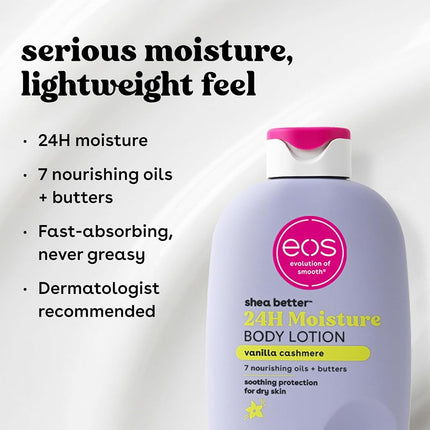 eos vanilla cashmere body lotion shea better 24hr moisture - 16 oz/473 ml