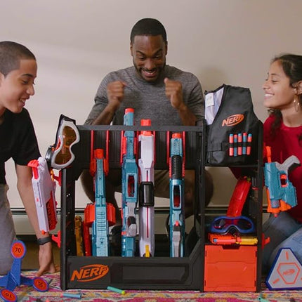 NERF Elite Blaster Rack - Storage for up to Six Blasters, Including Shelving and Drawers Accessories, Orange and Black - Amazon Exclusive
