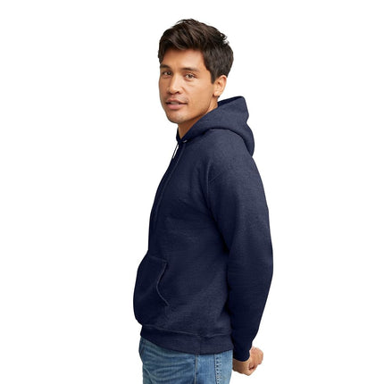 Hanes ComfortBlend EcoSmart Hoodie, Midweight Fleece, Pullover Hooded Sweatshirt for Men, Heather Navy, 2X Large