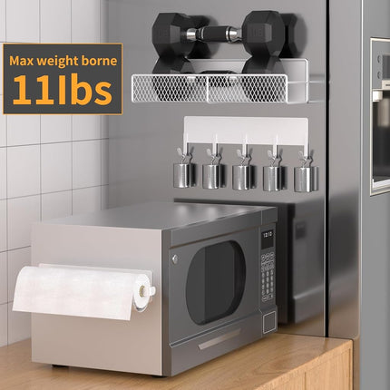 7 Pack Metal Spice Rack for Refrigerator, Moveable Organizer with Hook Rack, Paper Towel Holder, Strong Magnetic Storage