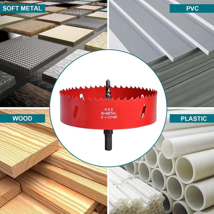 6-1/8Inch / 155mm Hole Saw for Wood, Plastic Board, Ceiling,Drywall, and Metal Sheet - HSS Bi-Metal Hole Cutter with Pilot Drill Bit