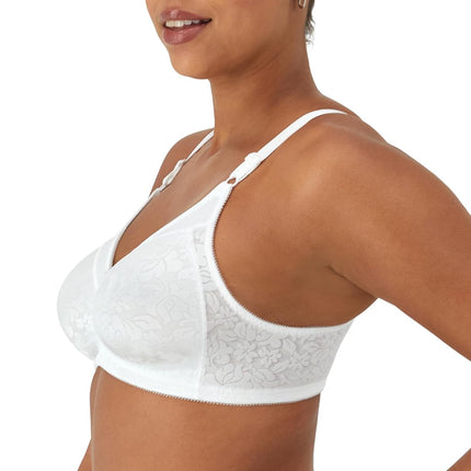 Bali Double Support Wireless Bra, Lace Bra with Stay-in-Place Straps, Full-Coverage Wirefree Bra, Tagless for Everyday Wear, White, 34B