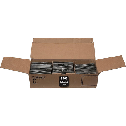 BIC Round Stic Xtra Life Black Ballpoint Pens, Med
