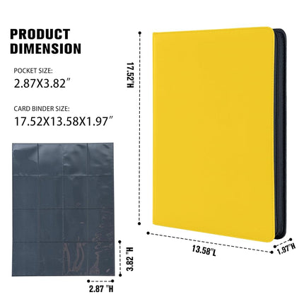MORABTO Premium 1000+ Pockets Card Binder,16 Pockets Trading Card Binder Ringless Side Loading Trading Card Album Folder for TCG -Yellow