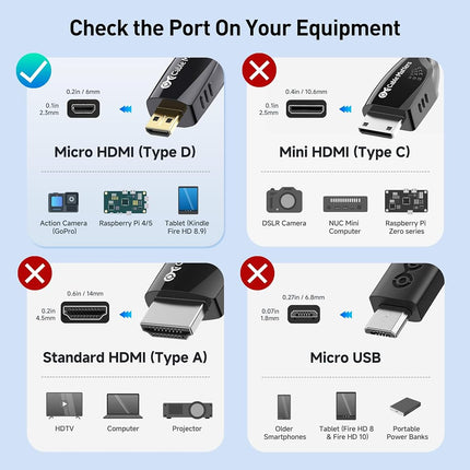 Cable Matters High-Speed 4K@60Hz Micro HDMI to HDMI Cable - 6ft, Ideal for Tablet, Notebook, Camera, Raspberry Pi 4 and Raspberry Pi 5