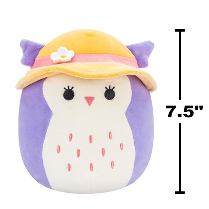 Squishmallows Original 7.5-Inch - Holly the Purple Owl with Sun Hat