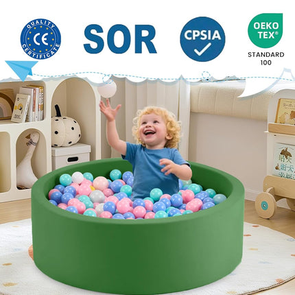 Aunekiv Baby Ball Pit, Round Soft Foam Ball Pit for Toddlers, Indoor Outdoor Small Kids Ball Pool, 90x30cm, Balls Not Included, Green