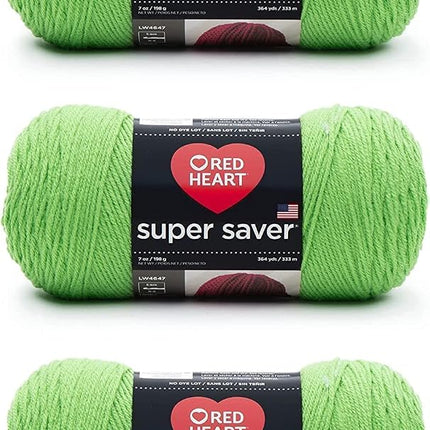 Red Heart Super Saver Pack of 3 - Spring Green - 7oz/198g - Acrylic - 4 Medium (Worsted) - 364 Yards - Knitting, Crocheting, Crafts & Amigurumi