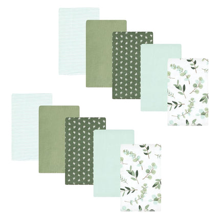 Bavoirs en flanelle de coton unisexe Hudson Baby, motif eucalyptus, lot de 10, taille unique
