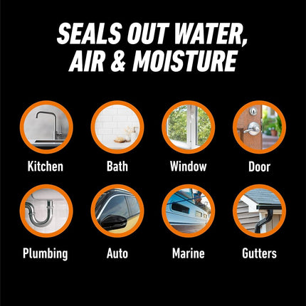 Gorilla Waterproof Caulk & Seal 100% Silicone Sealant, White, 10oz Cartridge (Pack of 1)
