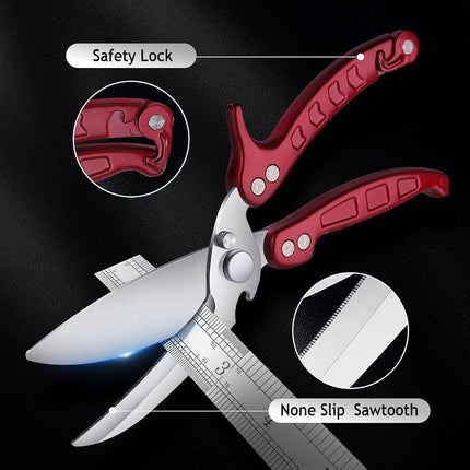 DRAGON RIOT Heavy Duty Poultry Shears - A Must Have Kitchen Shears for Chicken and Meat Cutting - Dishwasher Safe and Stainless Food Kitchen Scissors for Thanksgiving(Burgundy)
