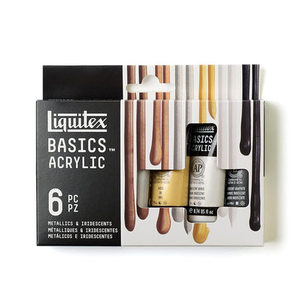 Set de Pinturas Acrílicas Liquitex BASICS, 6 tubos de 22 ml (0.74 oz), Metálicos e Iridiscentes