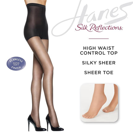 Hanes womens0B184Hanes Silk Reflections Women's High Waist Control Top Sandalfoot Pantyhose Pantyhose - brown - EF