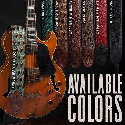 Levy's Leathers - Sundance 3" wide Embossed Leather Guitar Strap; Western Series - Rose (M4WP-007)