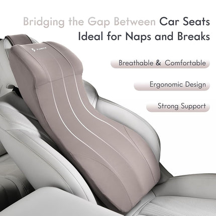 FLORICH Lumbar Support Pillow and Car Neck Pillow Memory Foam Integrated Lumbar Support Cushion with Headrest Pillow Ergonomic Car Seat Back Support for Head Waist Support Sciatica Pain Relief, Gray