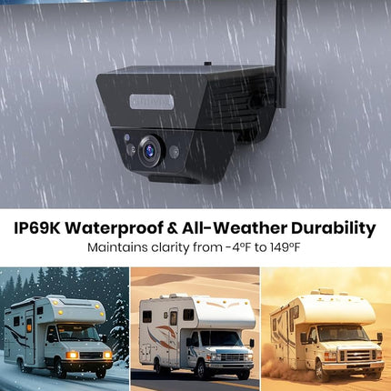 AUTO-VOX Wireless Backup Camera Solar Magnetic, 7.2" DVR 1080P Monitor