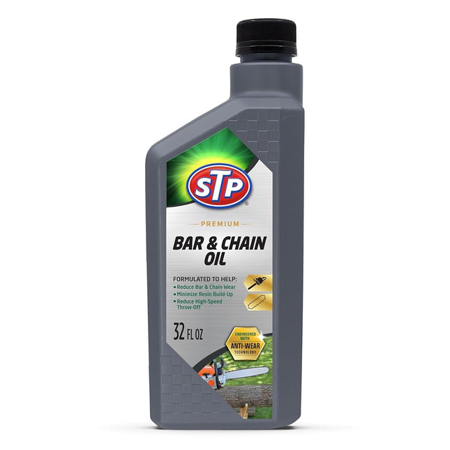 STP Premium Bar and Chain Oil, 32 fl oz, Chainsaw Oil that Minimizes Bar and Chain Wear, Reduces High-Speed Throw-Off, and Minimizes Resin Buildup