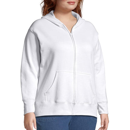 Just My Size Women's Plus-Size EcoSmart Full-Zip Hoodie, White, XXXL