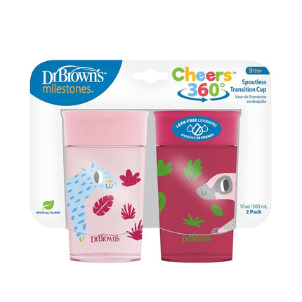 Dr. Brown's Milestones Cheers360 Cup, Pink & Red, 10 oz, 2 PK